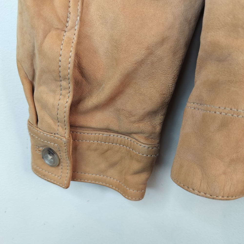 Banana Republic Leather Jacket Womens XS Butterscotch Y2K 2000s Button Up - Picture 12 of 15